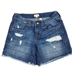J. Crew Womens 24 Cutoff Blue Jean Shorts Raw Hem Short Denim Zip Button
